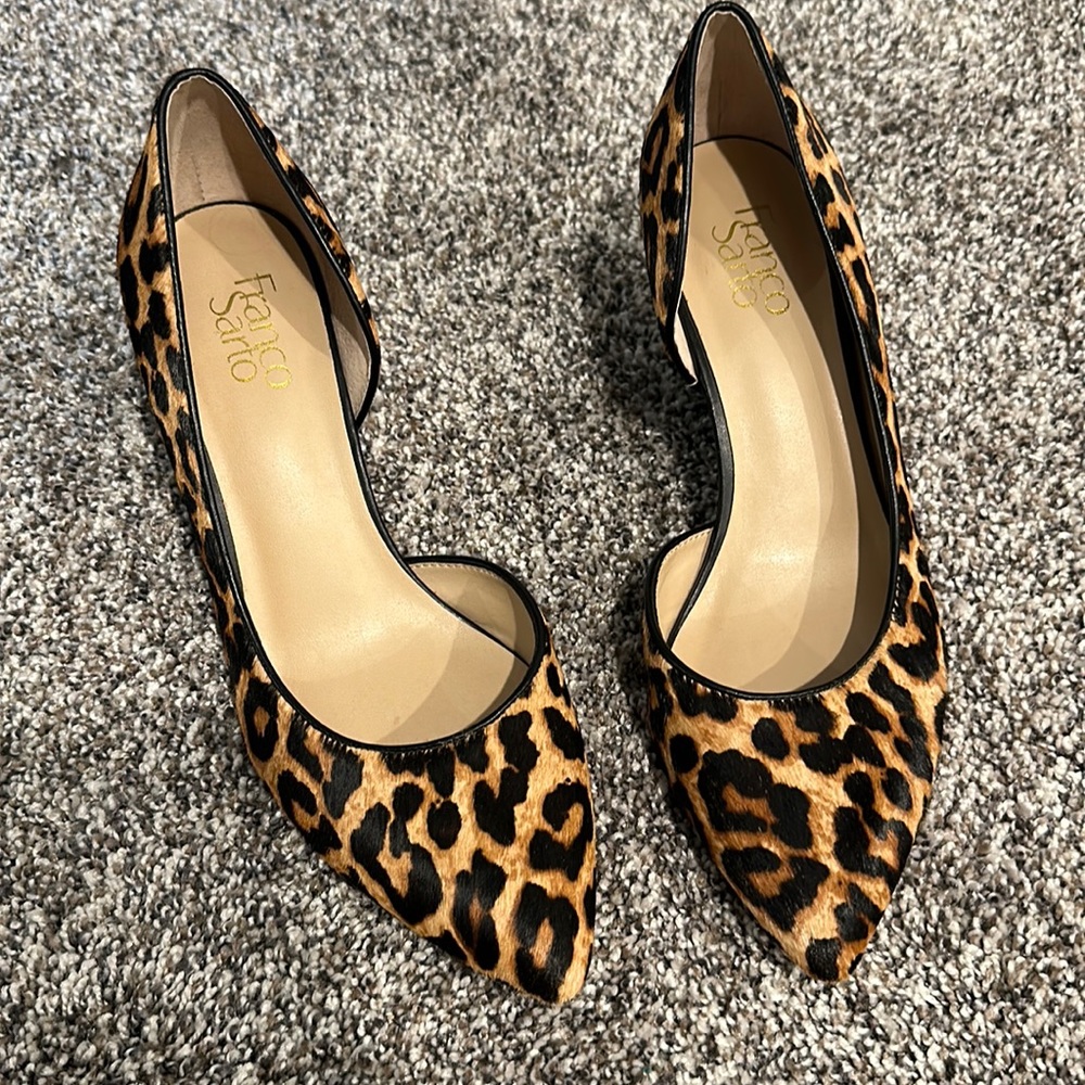 Franco Sarto leopard wedges
